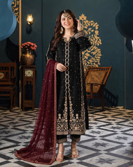 A.J GL-71012 Premium Chiffon Emb 3 Piece Unstitched Suit With Chiffon Dupatta 2026