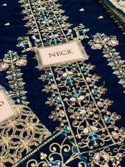 EAY-032 | Luxury Velvet 3 Piece Unstitched Suit 2026 – Heavy Adda Work & Organza Dupatta