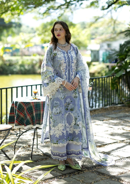 EF GL-71044 Premium Printed Lawn Emb 3 Piece Unstitched Suit With Chiffon Dupatta 2026