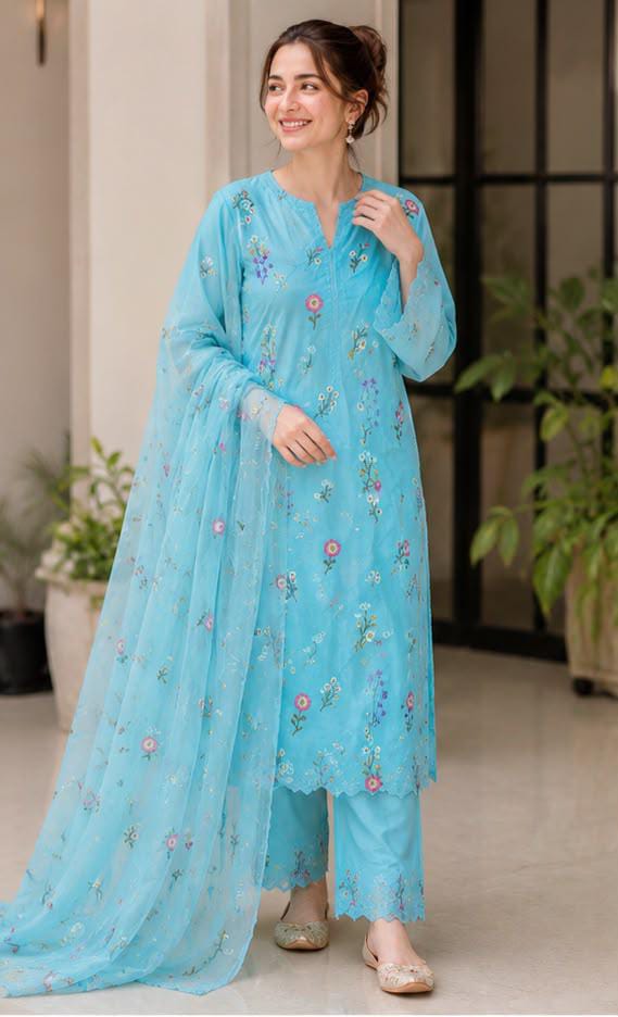 GL-71029 Premium Lawn Emb 3 Piece Unstitched Suit With Chiffon Dupatta 2026