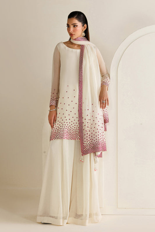 JZ GL-7152 Premium Chiffon Emb 3 Piece Unstitched Suit With Silk Trouser 2026