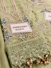 MB GL-71051 Premium Chiffon Emb 3 Piece Unstitched Suit With Printed Chiffon Dupatta 2026