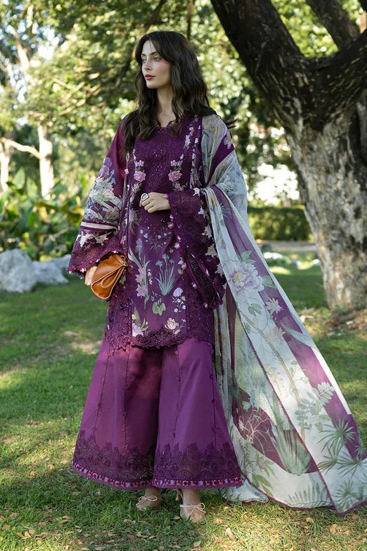 EF GL-71067 Premium Printed Lawn Emb 3 Piece Unstitched Suit With Chiffon Dupatta 2026