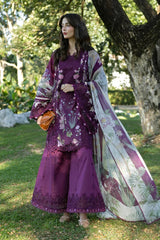 EF GL-71067 Premium Printed Lawn Emb 3 Piece Unstitched Suit With Chiffon Dupatta 2026