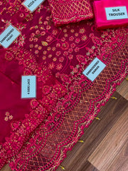 EA Premium Chiffon Emb Adda Work 3 Piece Unstitched Suit