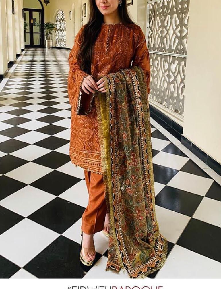 Barooque Heavy Party wear dress unstiched chiffon fabric