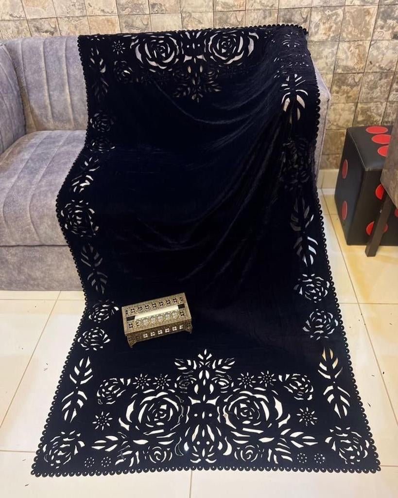 VELVET BIG FLOWER DESIGN SHAWLS