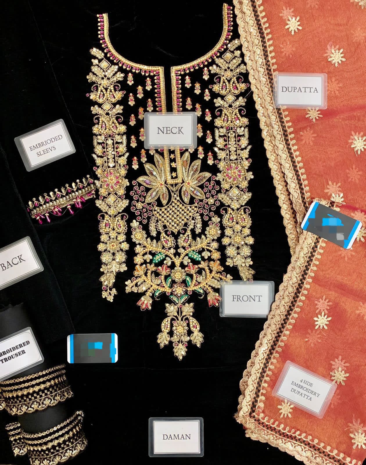 Khuda buksh Velvet handwork dress unstiched