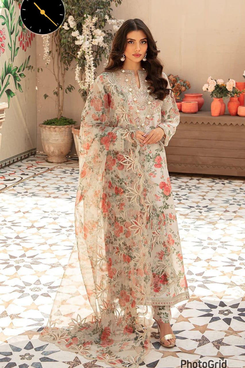 Designer Swiss Lawn Printed Dress for Women