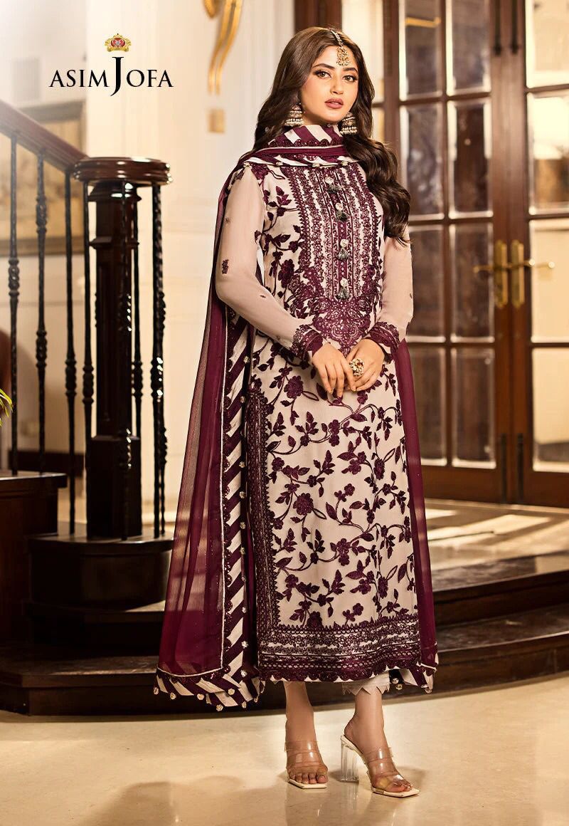Asim Jofa Full Heavy Embroidered Chiffon Dress