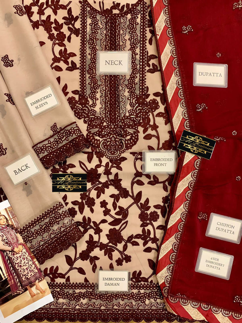 Asim Jofa Full Heavy Embroidered Chiffon Dress