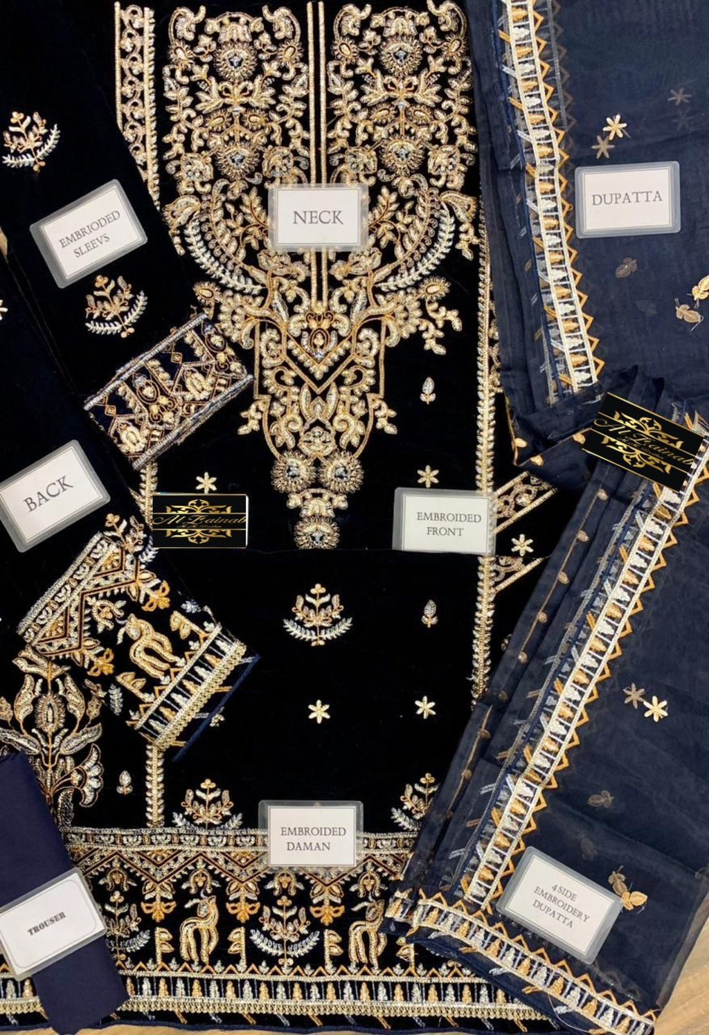 Velvet Full Heavy Embroidered Dress for Women