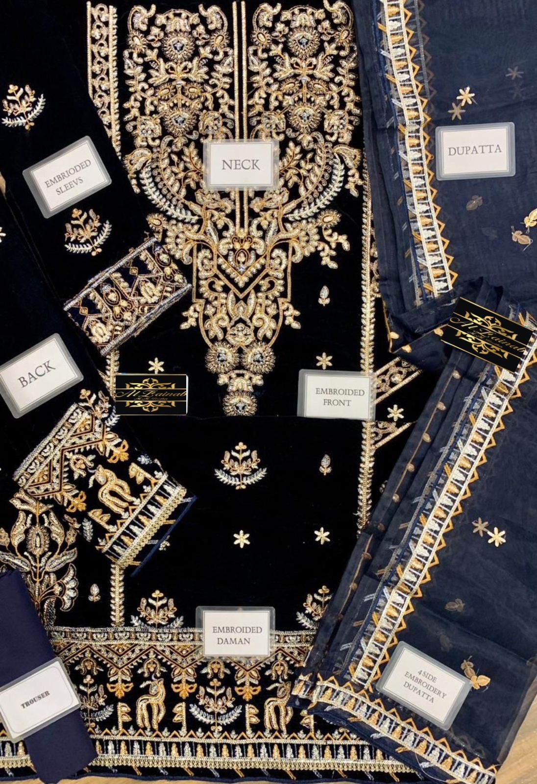 Velvet Full Heavy Embroidered Dress for Women