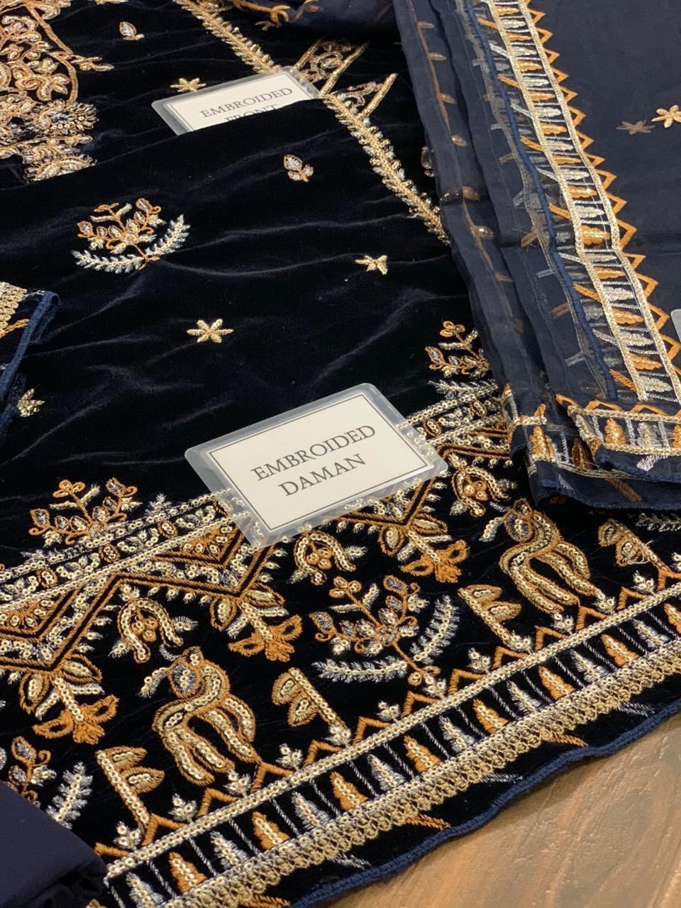 Velvet Full Heavy Embroidered Dress for Women