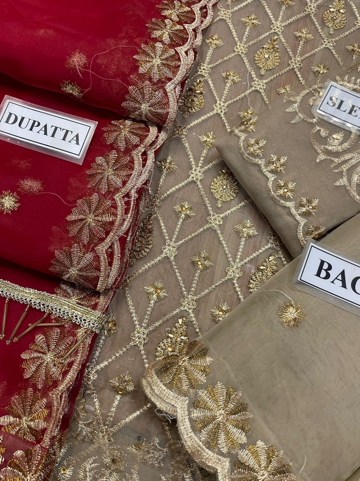 Designer Wear Organza Embroired dress unstiched