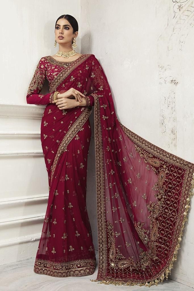 Maria B Bridal Saree unstiched