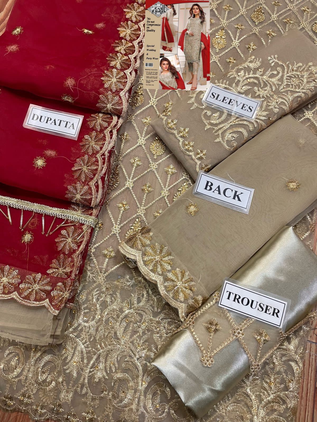 Designer Wear Organza Embroired dress unstiched