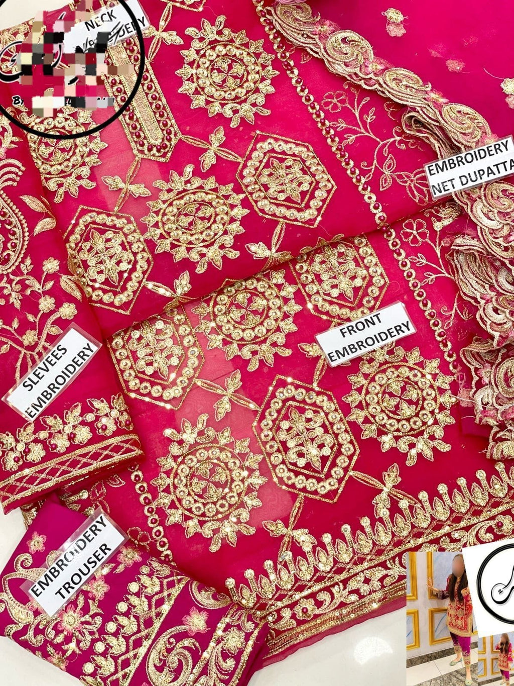 Designer Wear Organza dress embroired unstiched