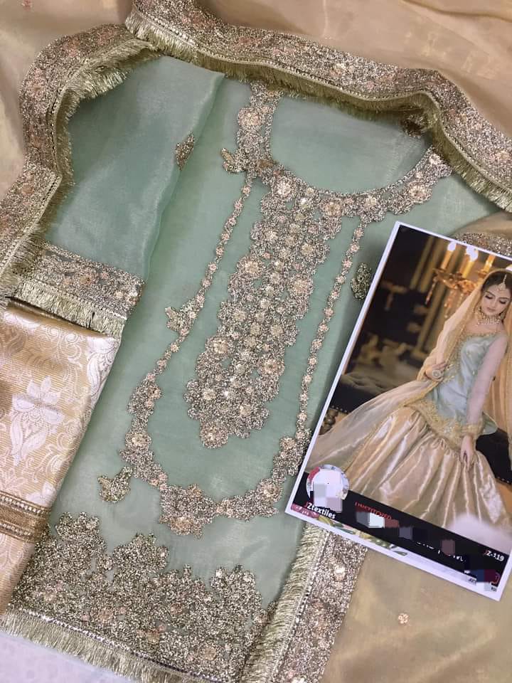 Designer Wear Heavy Mehndi dress unstiched