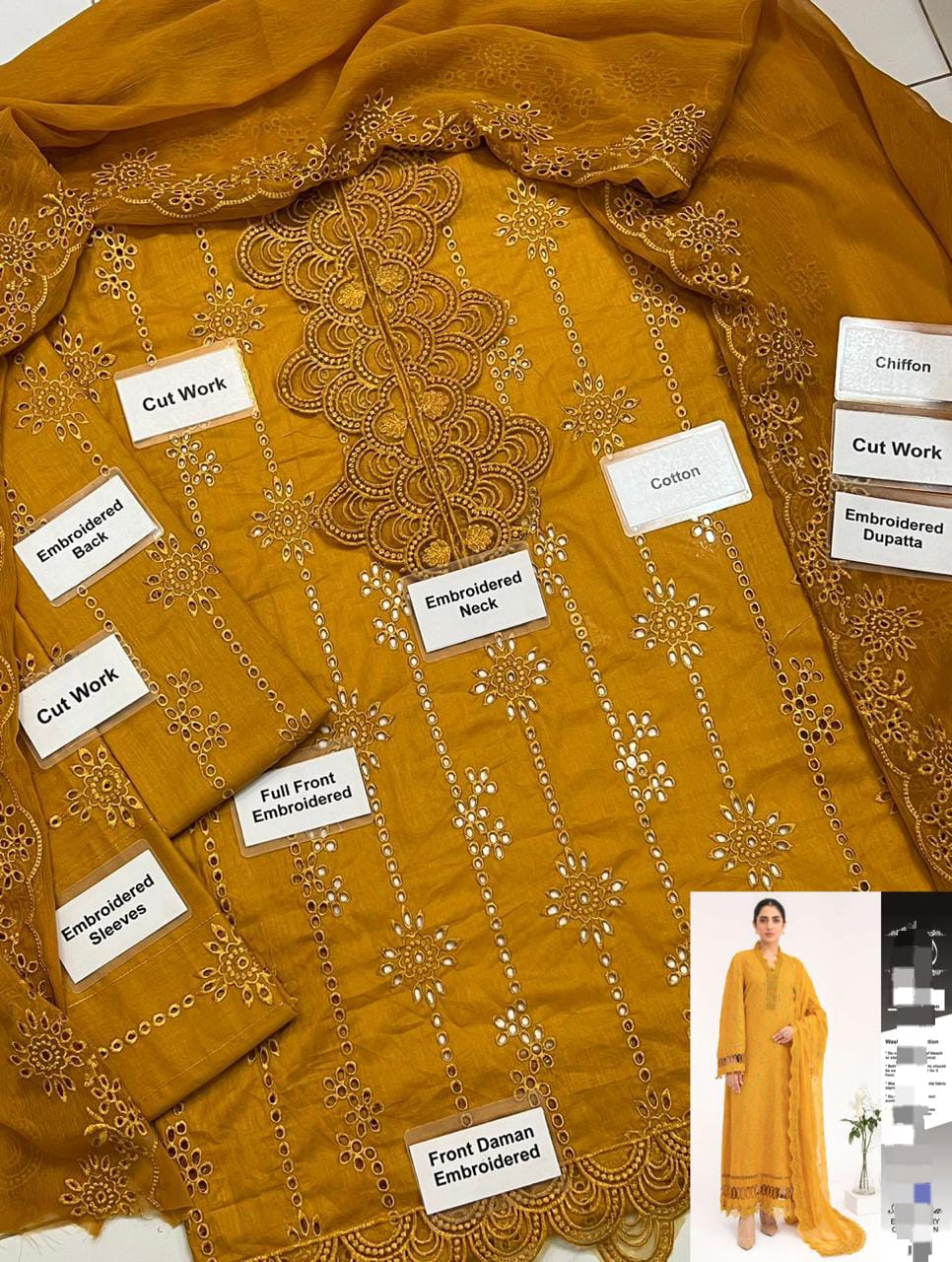 Maria b Cotton chickenkari embroidred Dress