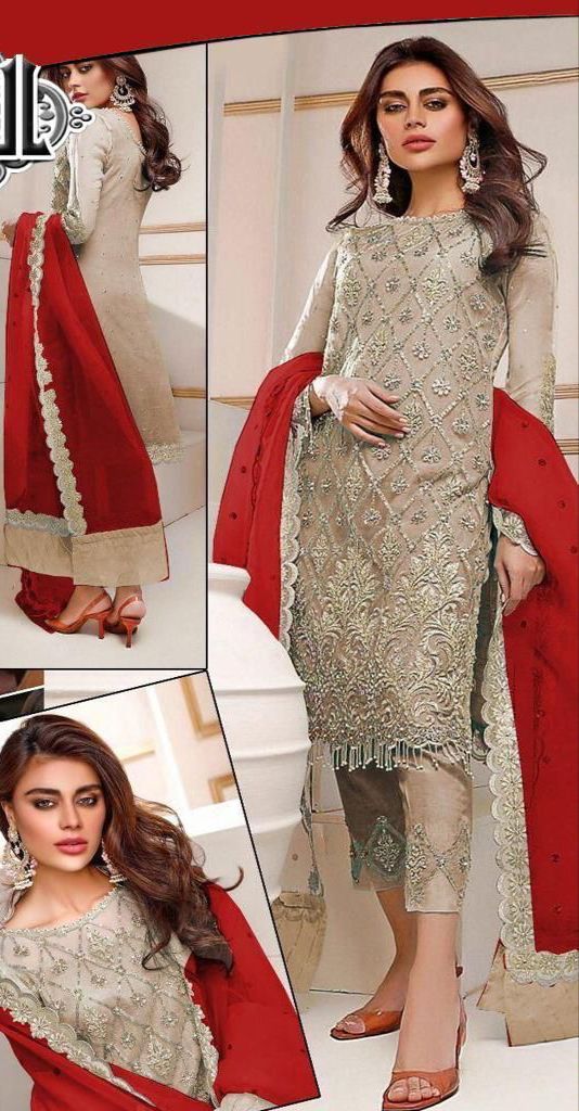 Designer Wear Organza Embroired dress unstiched