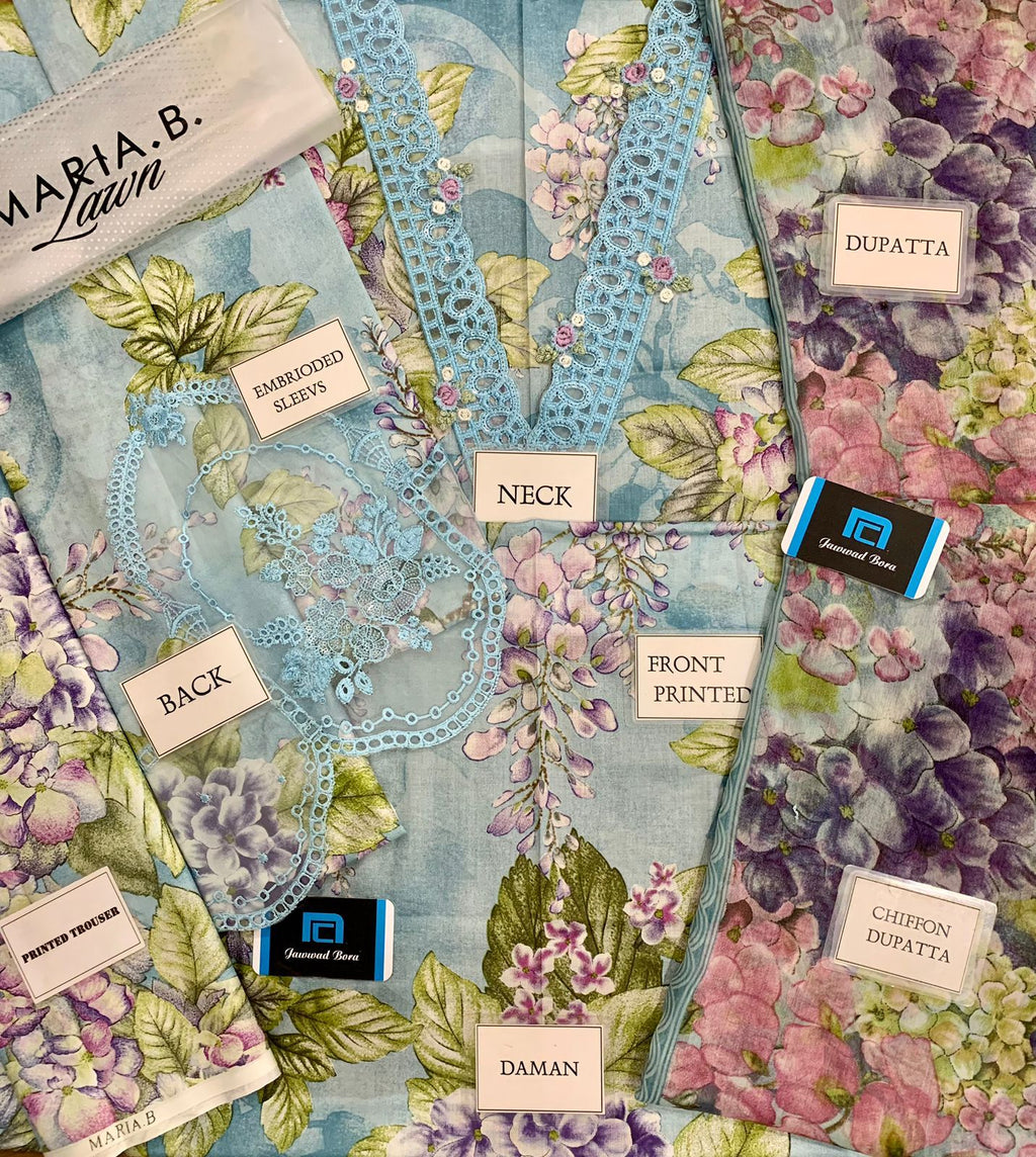 Maria b M print lawn with chiffon dupata