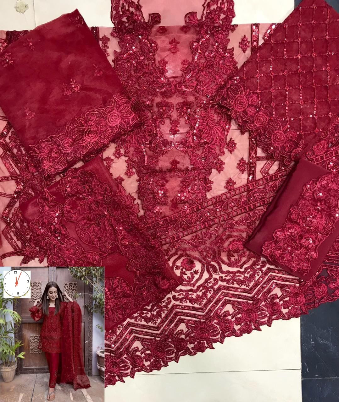 ZAINAB CHOTANI RED SUIT 1215