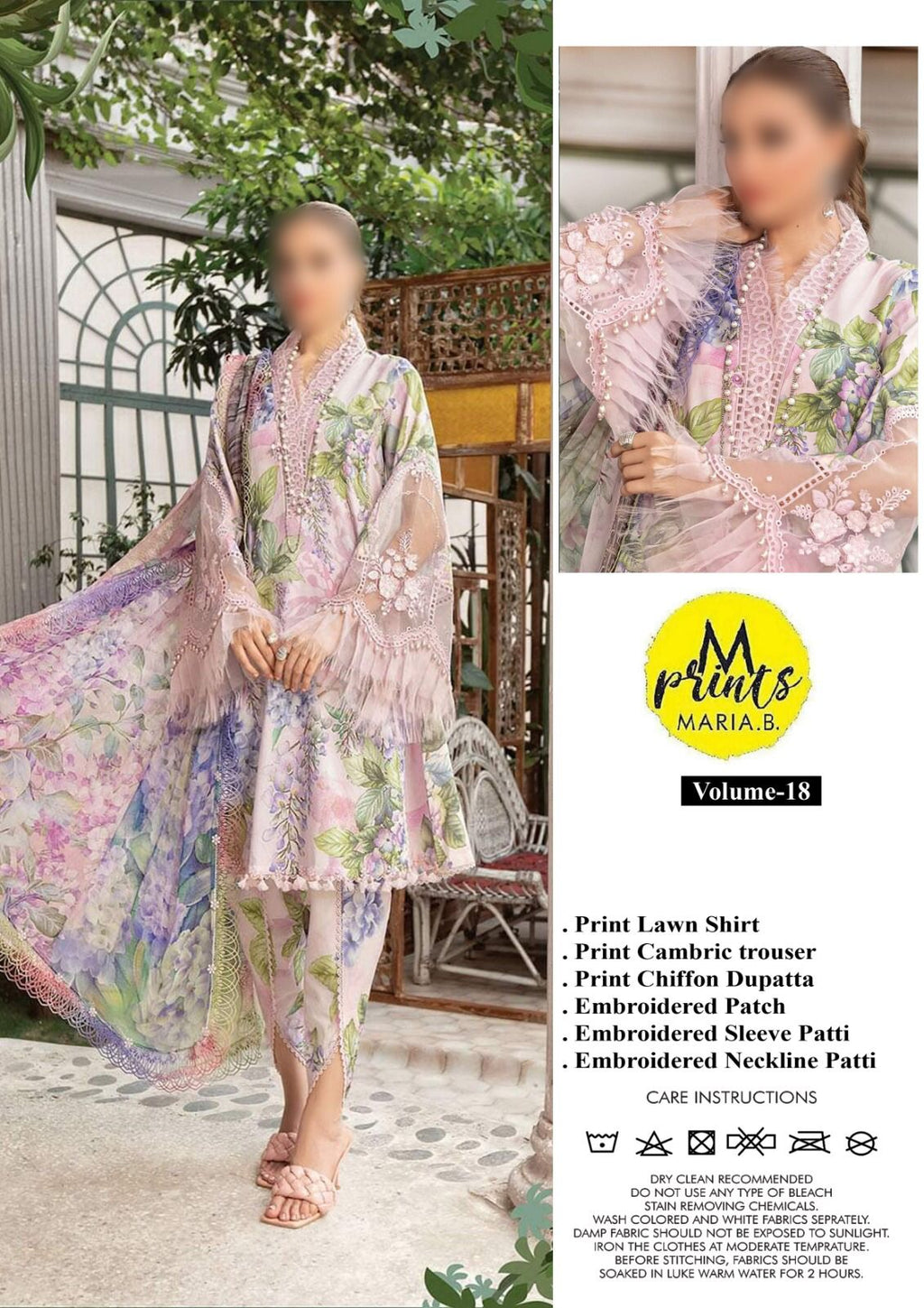 Maria b M print lawn with chiffon dupata