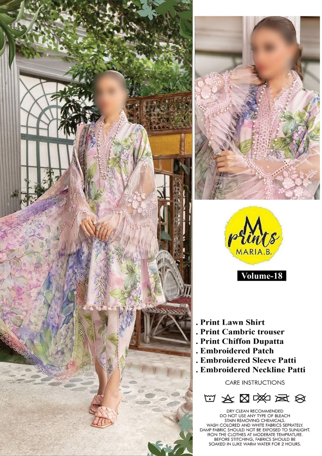 Maria b M print lawn with chiffon dupata