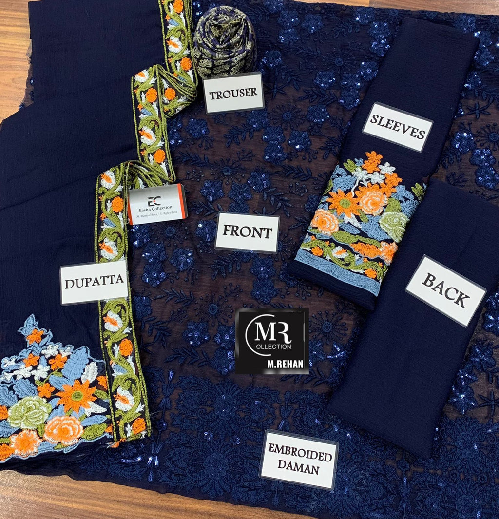 designer wear Chiffon Embroired party wear dress unstiched