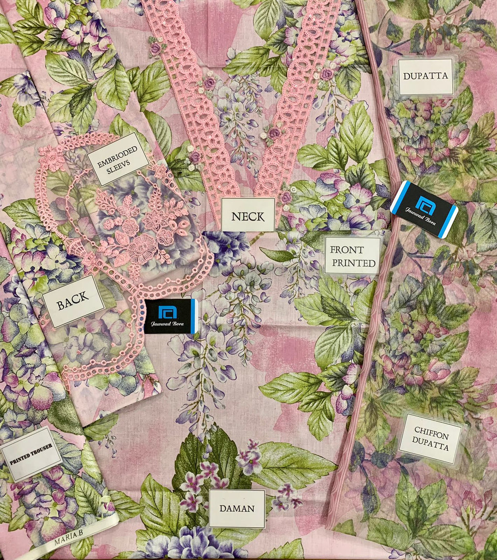 Maria b M print lawn with chiffon dupata