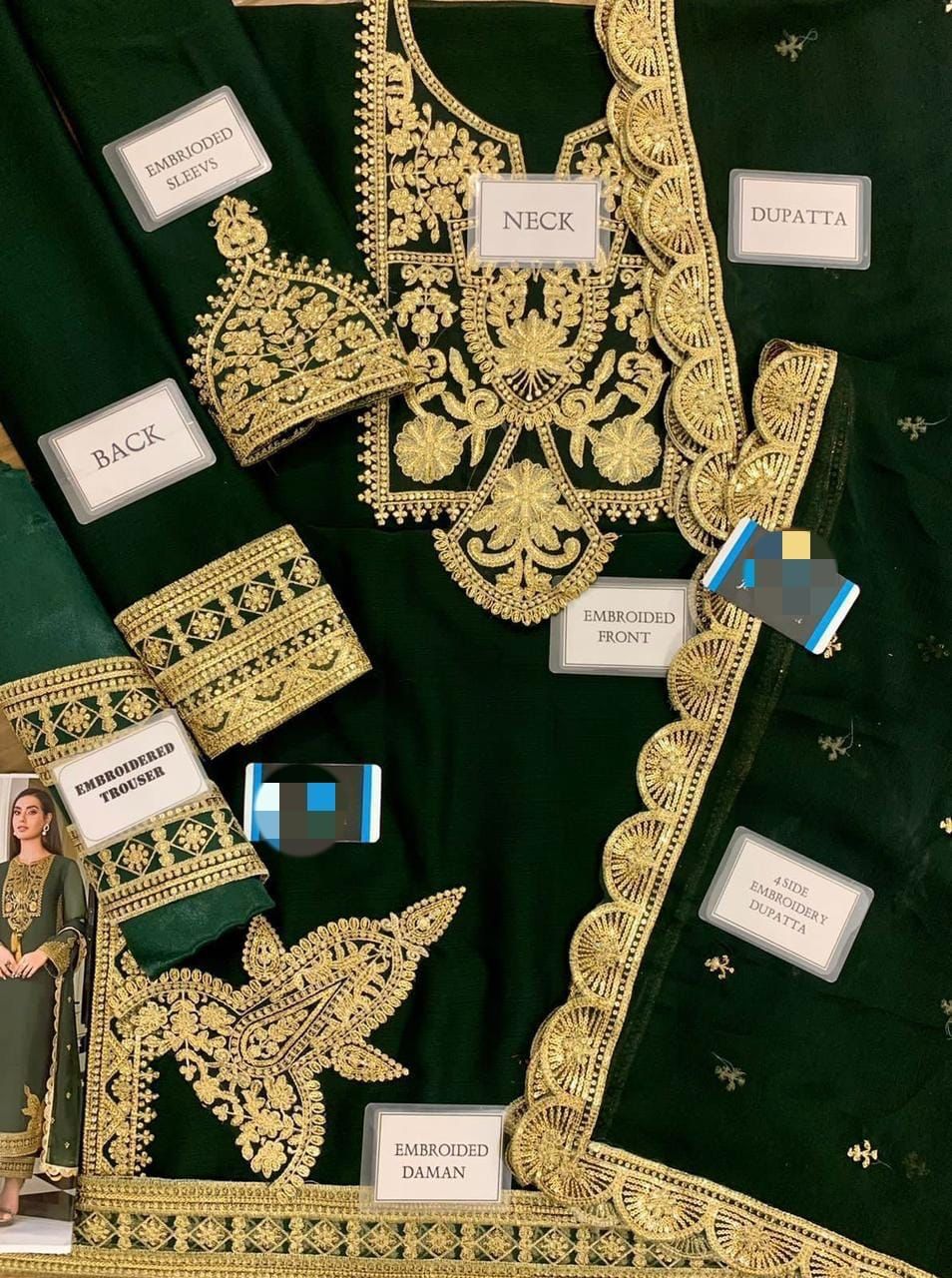 Asim Jofa Chiffon Embroired unstitched party wear dress