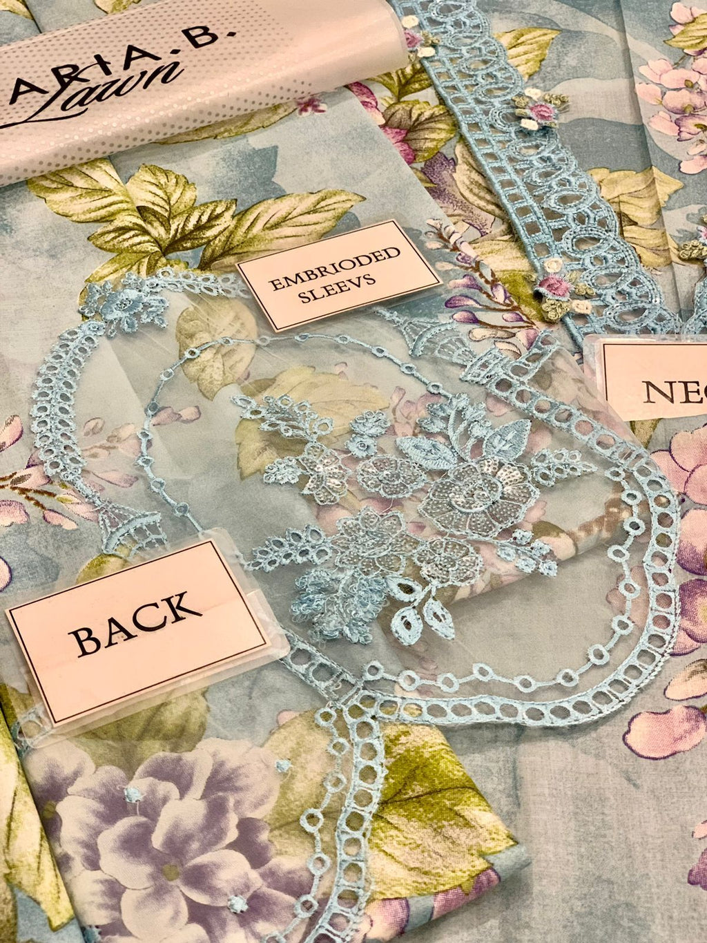 Maria b M print lawn with chiffon dupata