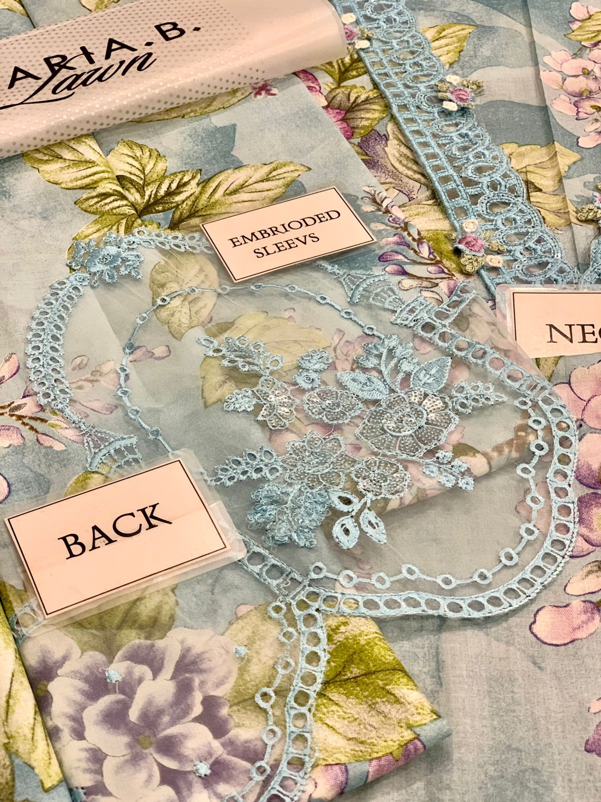 Maria b M print lawn with chiffon dupata