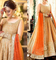 Aiman khan Mirror Work Heavy Embroidered Maxi Net Embroidery Dupatta